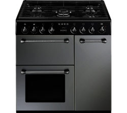 SMEG  Blenheim 90 cm Dual Fuel Range Cooker - Silver & Black